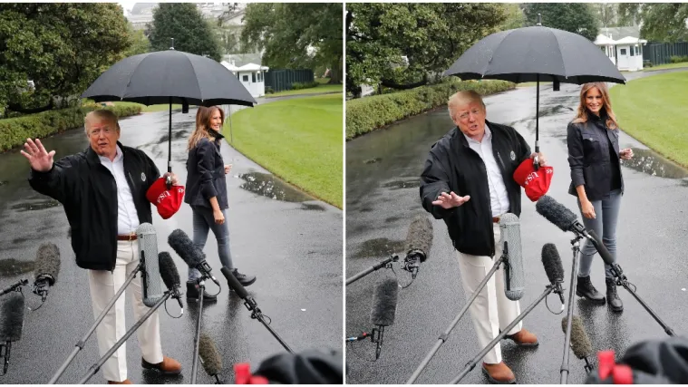 Bitno da je frizura postojana: Trump pustio Melaniju da kisne dok je ćaskao s novinarima