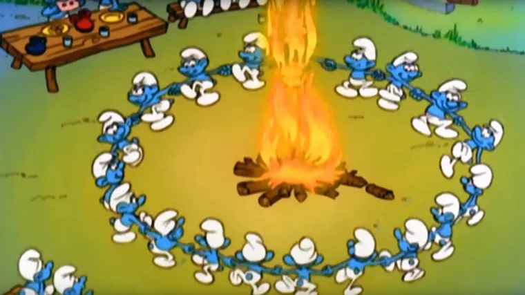 Sretan rođendan! Veseli mali plavi &Scaron;trumpfovi slave 60. rođendan