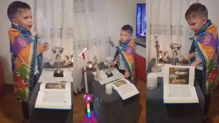 Mali Pavle u dnevnoj sobi održao 'svetu misu' i postao ULTIMATIVNI hit, svećenik odu&scaron;evljen