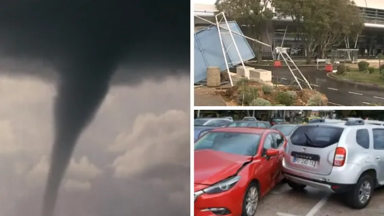 Pijavica protutnjala Dubrovnikom: O&scaron;tetila krov zračne luke, čupala reklamne panoe, dizala aute u zrak