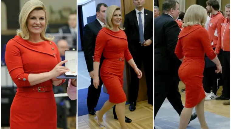 Ponosno pro&scaron;etala u vatreno crvenoj haljini