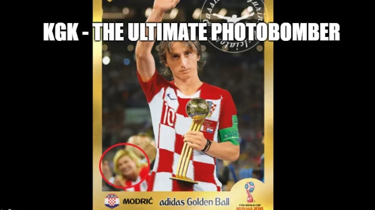 Neki na ovoj Panini sličici vide predsjednicu koja opet privlači pozornost, neki Luku Modrića i Zlatnu loptu