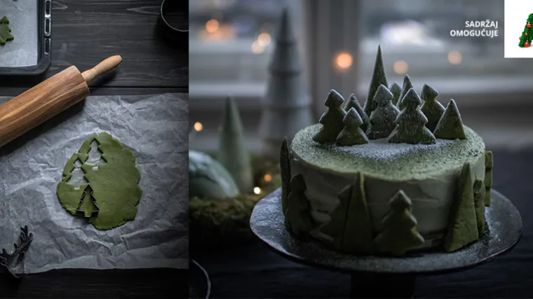 Bajkovita božićna torta s matchom i pistacijama