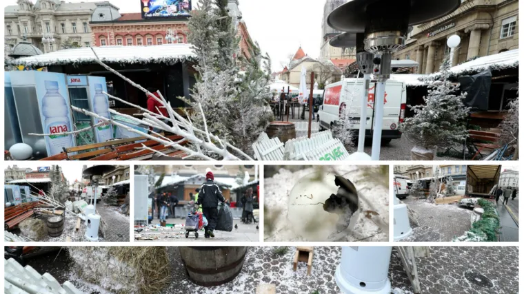 Nema vi&scaron;e zabave u centru Zagreba, vraćamo se u rutinu: Uklanjaju se kućice, bacaju drvca...