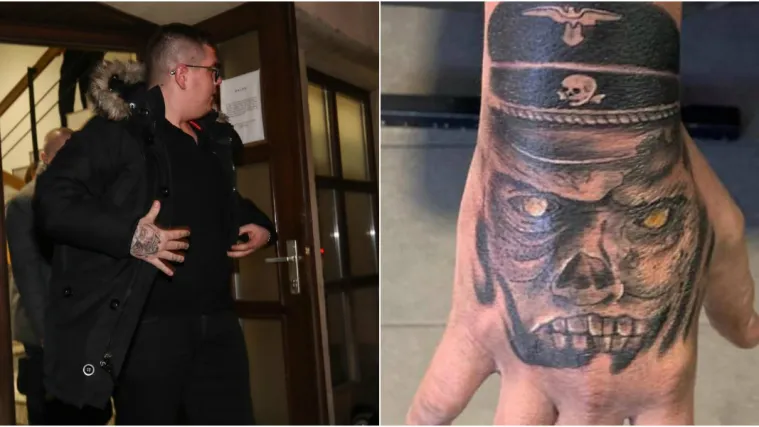 Jo&scaron; jedan detalj lika i djela: Ivan Đakić na ruci ima tetovažu zombija s nacističkom kapom