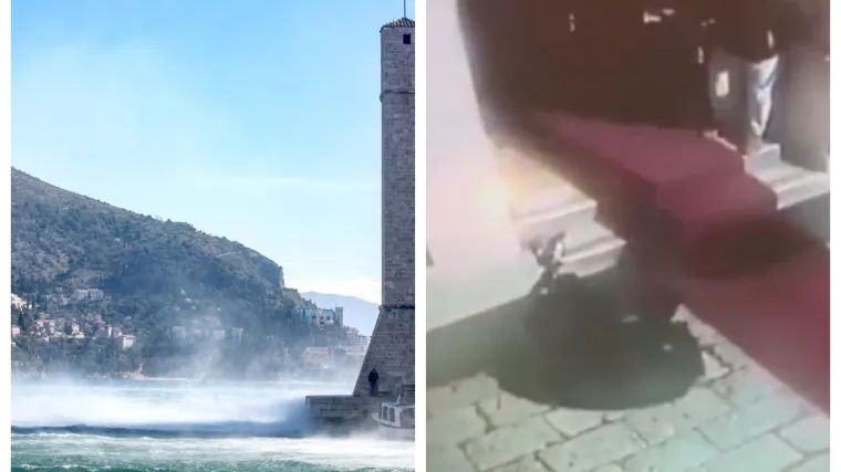 Dramatična snimka: Bura u Dubrovniku nosila čovjeka kao da je od papira, udario glavom u zid!