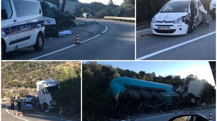VIDEO Užas kod Dubrovnika: Sudar cisterne, auta i sanitetskog prijevoza - jedan poginuli, dvoje ozlijeđenih