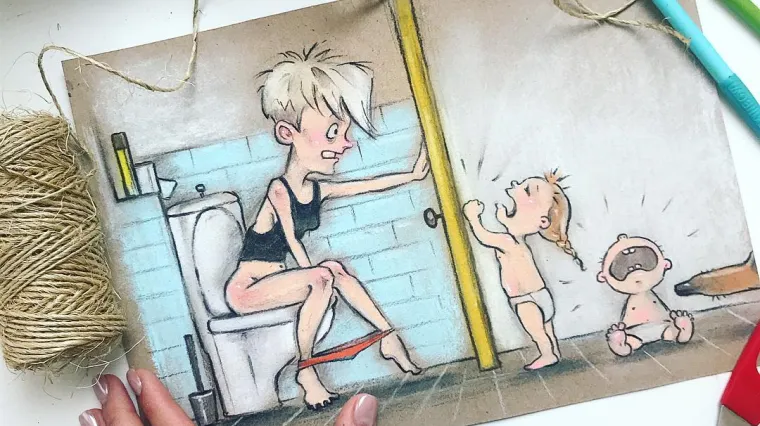 Komične ilustracije zaposlene mame: vrlo živahne i stvarne