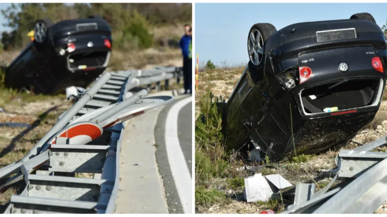 Te&scaron;ka nesreća kod &Scaron;ibenika: Golfom sletio s ceste i zavr&scaron;io na krovu