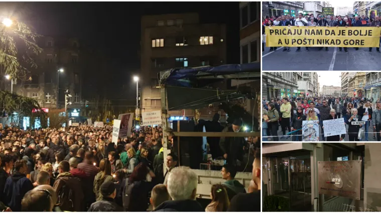 Tisuće na ulicama Beograda: Ispred zgrade RTS-a priredili performans 'Dnevnik slobodne Srbije'