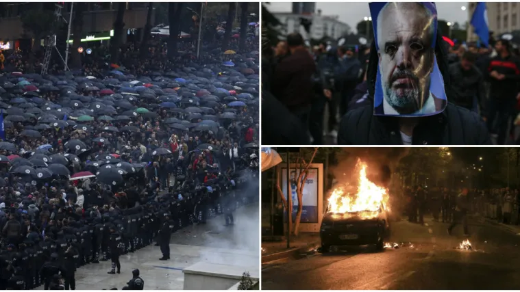 Kaos u Tirani: Narod zahtijevao ostavku Edija Rame, policija upotrijebila suzavac, zapaljen auto...