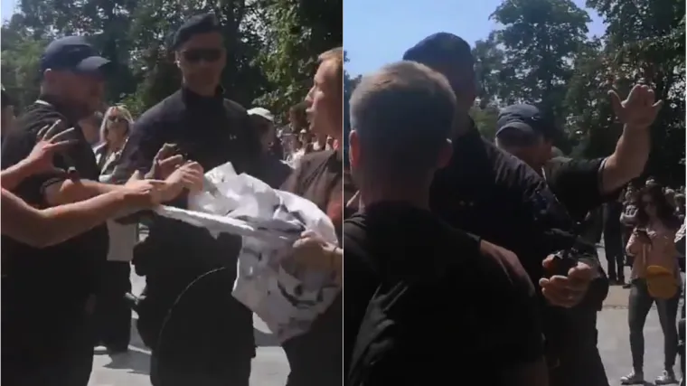 Organiziran i protuprosvjed, do&scaron;lo do agresivnog naguravanja