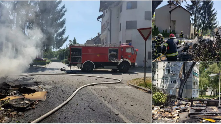 VIDEO/FOTO Požar u Folnegovićevom naselju! Izgorio ilegalni deponij glomaznog otpada, oštećena i zgrada