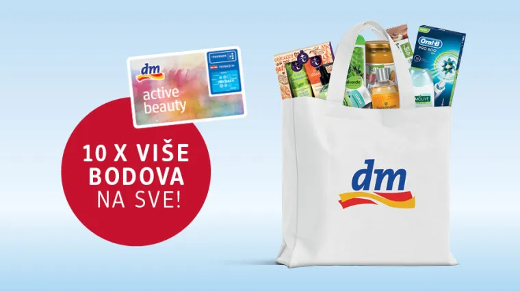 Od 15. do 21. srpnja dm vam poklanja 10 puta vi&scaron;e bodova za svaku kupnju!