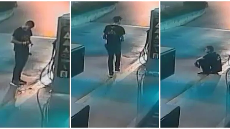 Prepoznajete li mladića s fotografija? Polio gorivo po podu na benzinskoj i zapalio ga!