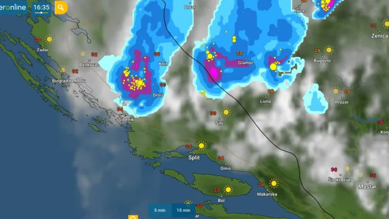 U Dalmaciji je nevrijeme s tučom u sat vremena spustilo temperaturu za 15 stupnjeva