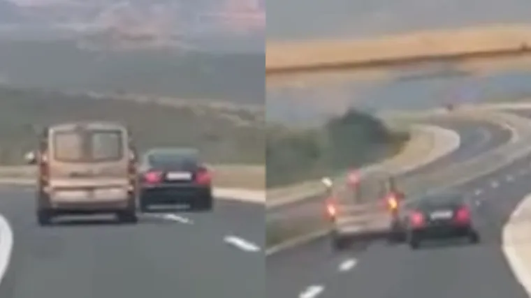 &Scaron;okantna snimka s A1 kod Posedarja: Dvojac se nadmudrivao i poku&scaron;ao izgurati s ceste