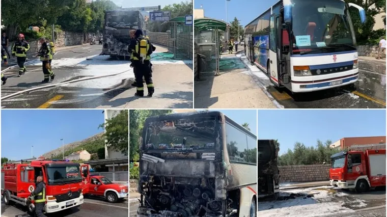 FOTO/VIDEO Pogledajte dramatične trenutke: U Dubrovniku izgorio turistički autobus