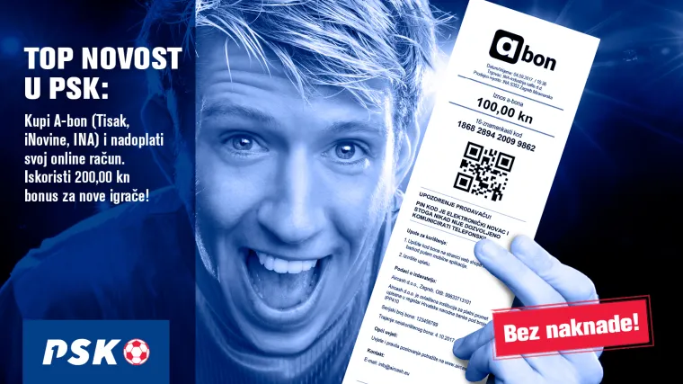 Top novost u va&scaron;oj kladionici: nadoplati PSK račun uz A-bon bez naknade!