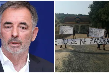 Boysi ispred kafića u Uzdolju gdje su napadnuti Srbi razvili poruku: 'Milorade, to se ne zaboravlja'