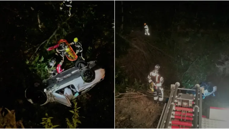 Automobil s dvoje ljudi na Sljemenu visio nad provalijom! Pogledajte kako su ih vatrogasci spasili