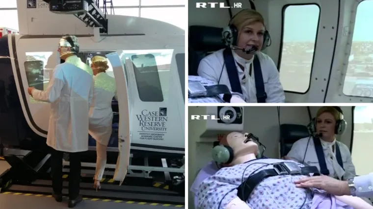 Predsjednica isprobala simulator helikoptera: 'Bila je izvanredna! Pacijent je zdrav, transport je uspio'
