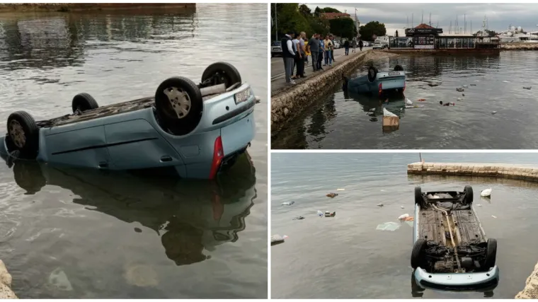 FOTO Drama u Zadru: Fiatom Puntom sletio u more. Posjetitelji kafića spasili ga iz auta
