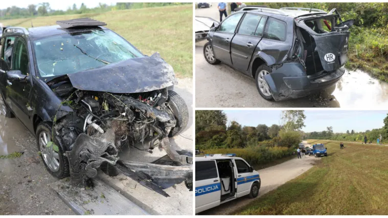 FOTO Auto potpuno uni&scaron;ten u stravičnoj nesreći: Sletjela s makadama i okrenula se na krov!