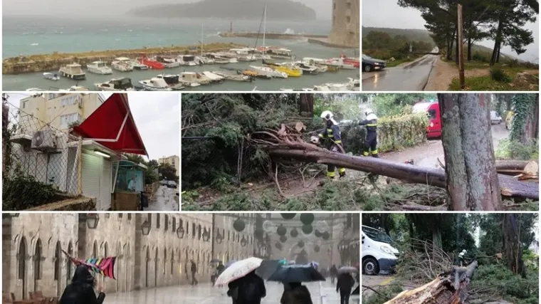 Totalni kaos u Dalmaciji: O&scaron;tećeno najmanje 15 auta, poplavljene rive, sru&scaron;ena stabla. Najgore tek dolazi