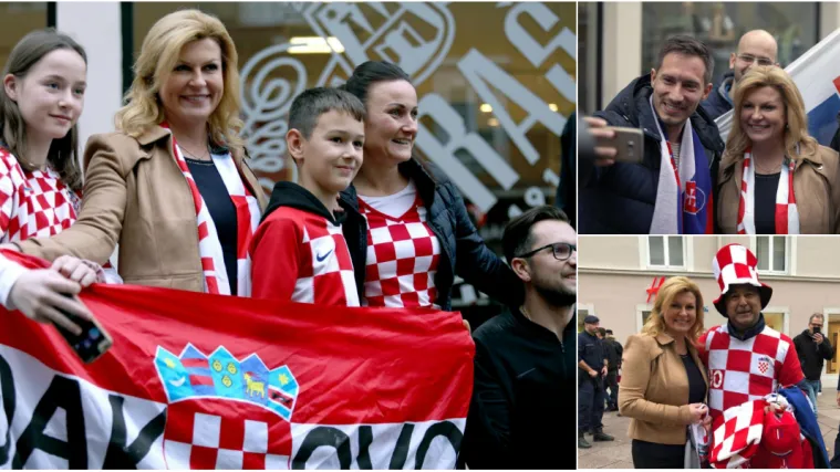 FOTO Grabar-Kitarović provela popodne s navijačima u Rijeci i poručila: 'Nosite 'zenge' u Vukovaru'