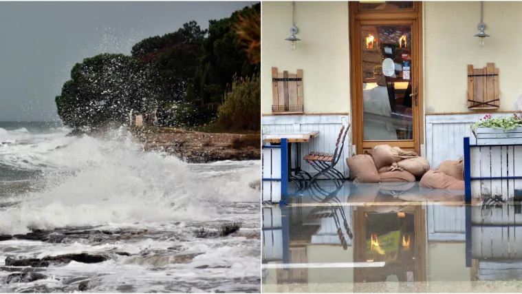 FOTO Snažni udari vjetra stvaraju valove vi&scaron;e od pet metara: Uz obalu se postavljaju vreće s pijeskom