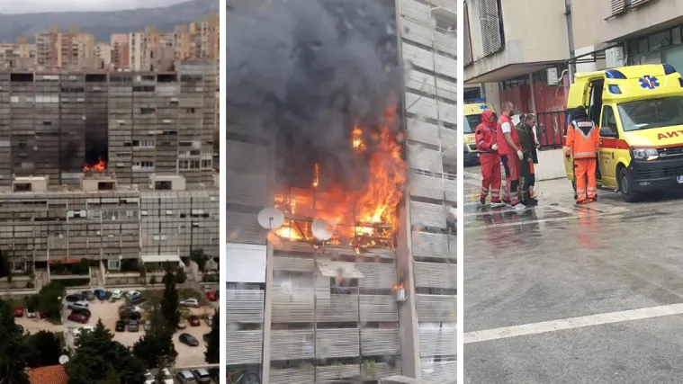 VIDEO Izgorio stan u Splitu: Na ženu palo staklo i ozlijedilo je, tri vatrogasca se nagutala dima