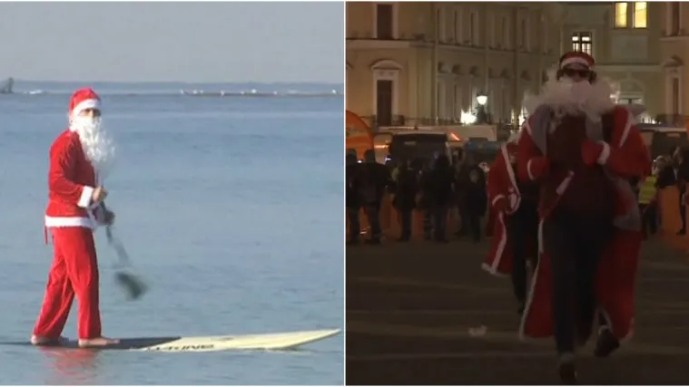 Djed Božićnjak mijenja navike dok putuje svijetom: U Rusiji se utrkuje, u Izraelu opu&scaron;ta u moru...