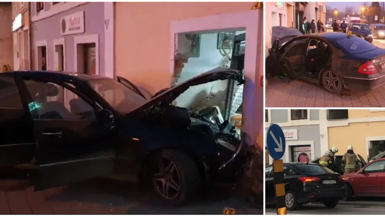 VIDEO Sredi&scaron;tem Karlovca divljali mercedesom i zabili se u kuću: Razbježali se pred policijom