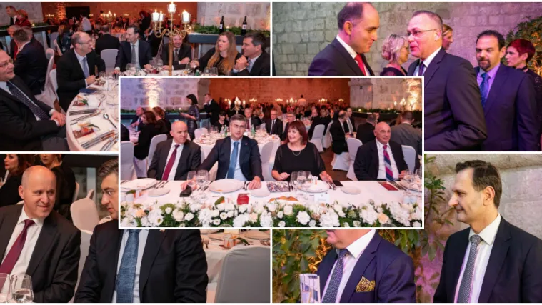 Plenković na svečanoj večeri u Dubrovniku: Iza njega sjedili Kovač, Bauk, Hasanbegović...
