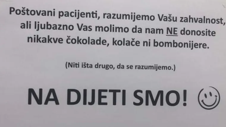 Neobičan natpis u ordinaciji: 'Ne donosite bombonijere, na dijeti smo'. A vrata do...
