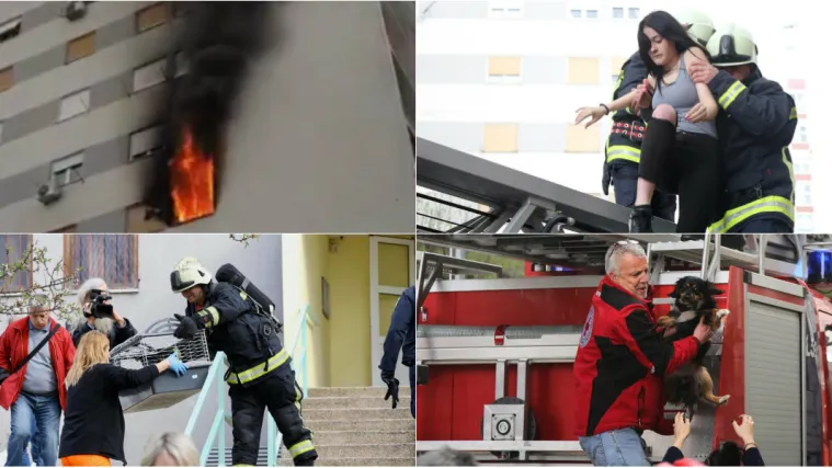 VIDEO/FOTO Dramatično! Vatrogasci iz gorućeg stana spasili majku s dvoje djece, pse i kunića