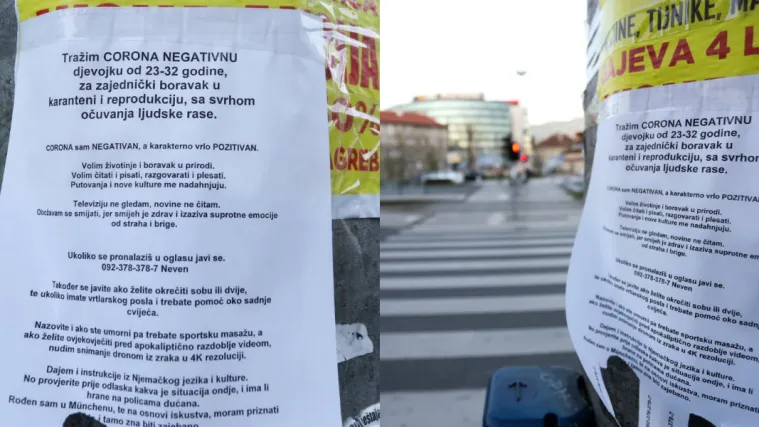 Mladić i ljubav u doba korone: 'Tražim korona negativnu djevojku, za zajednički boravak u karanteni'