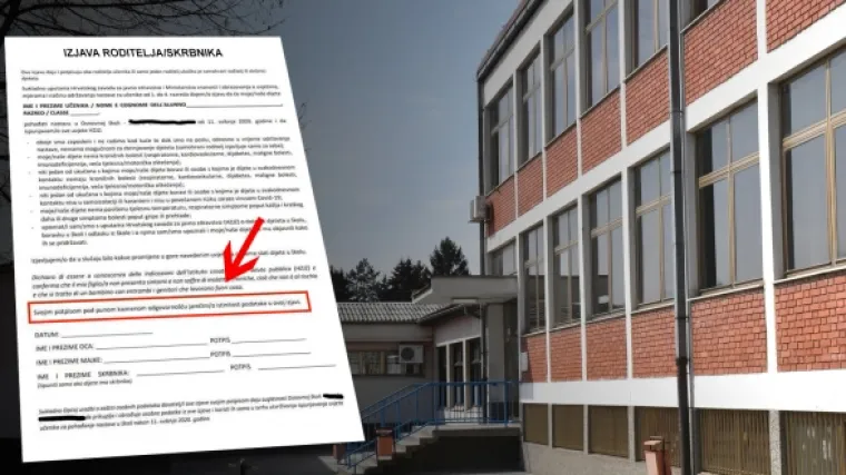 Neke škole roditeljima šalju obrasce u kojima se traži da se izjasne pod punom 'kaznenom odgovornošću'