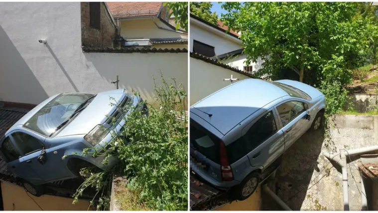 Fiatom se 'uparkirao' na krov u Zagrebu