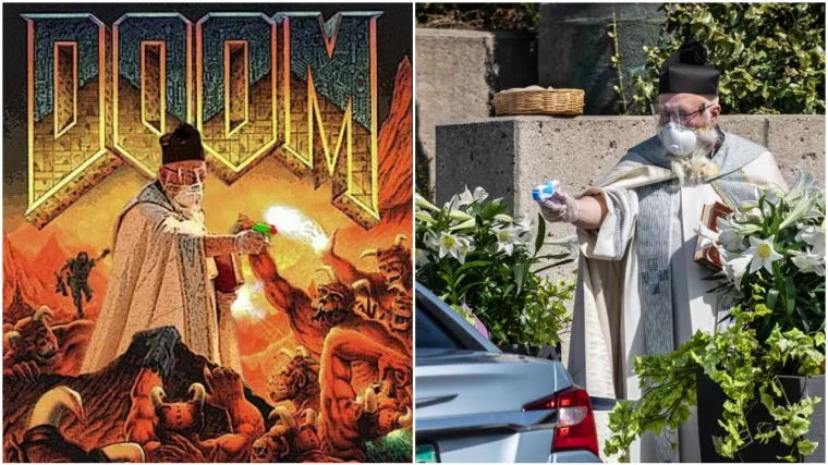 'KORONABLAGOSLOV' JE HIT: Ovaj svećenik vjernike &scaron;kropi - pi&scaron;toljem na (svetu) vodu! Prizor inspirirao urnebesne memove