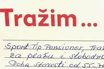 'Sportski tip pensioner traži prijateljicu za...'