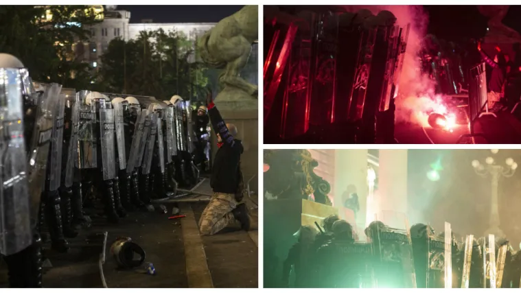 Nemiri na ulicama Beograda: Huligani bacali komade pločnika na policiju, ona uzvratila suzavcem. Ima uhićenih i ozlijeđenih, nastradali i novinari