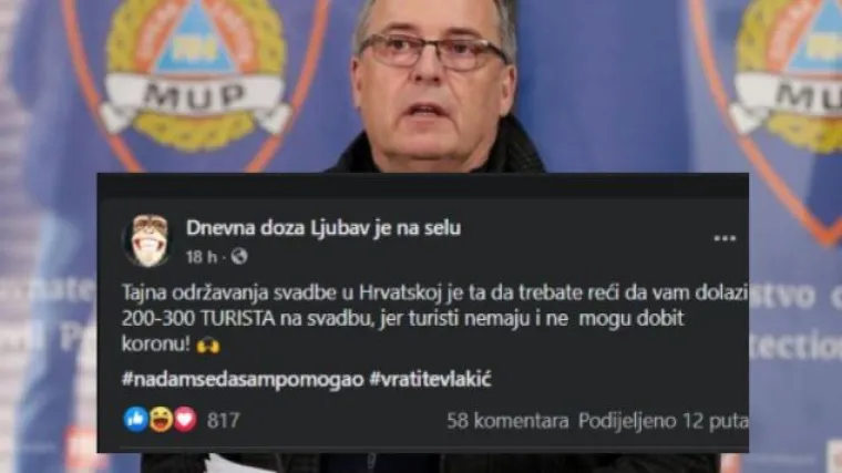 Šale na račun mjera Stožera ne prestaju: 'Recite da na svadbu dolaze turisti jer oni ne mogu dobit koronu'
