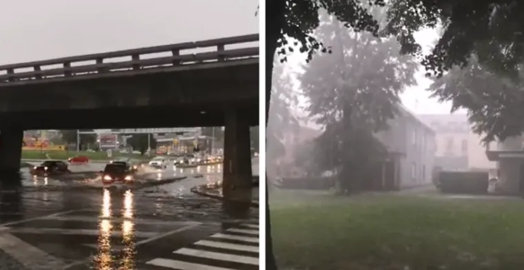 Ceste su ponovno poplavljene nakon jake oluje, pala i tuča