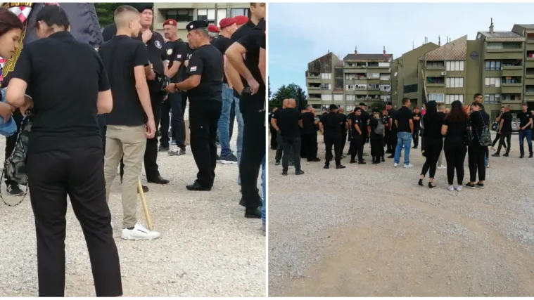 U Knin stigao Marko Skejo s HOS-ovcima; vikali 'U boj u boj!, zaustavila ih policija: 'Nema mjesta vi&scaron;e'