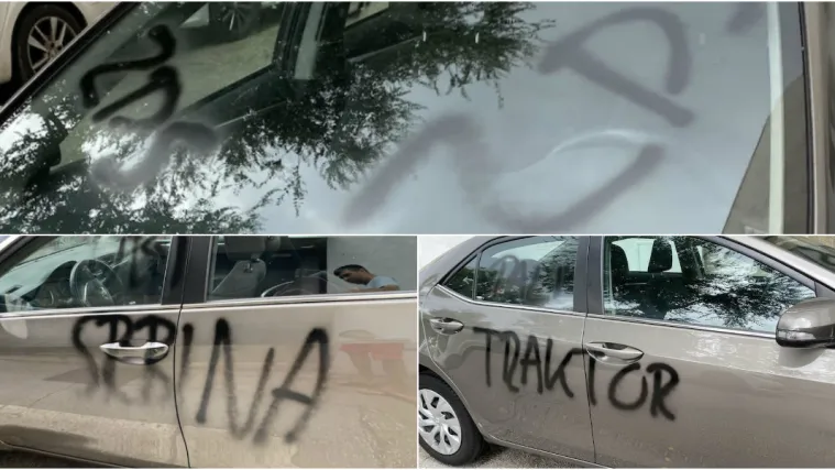 Auto beogradskih registracija i&scaron;arali sprejem u Splitu: 'Pali traktor, 'ubij Srbina', 'ZDS'