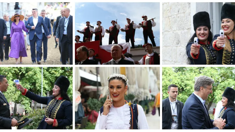 Uoči Alke ki&scaron;a oprala ulice grada, u Sinj stigli Milanović i Plenković, a ulaza bez mjerenja temperature nema