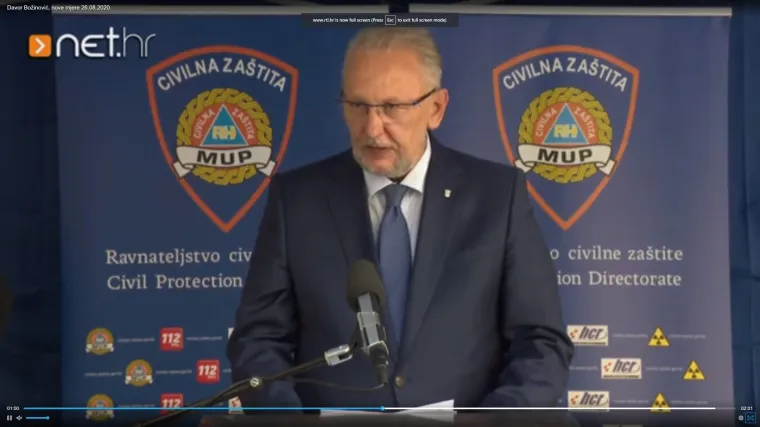 Davor Božinović, nove mjere 26.08.2020.