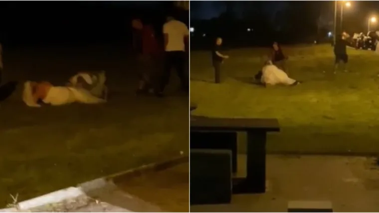 Mladenka u vjenčanici nasrnula na gosta i hrvala se s njim u blatu, kraj njih nepomično ležala žena